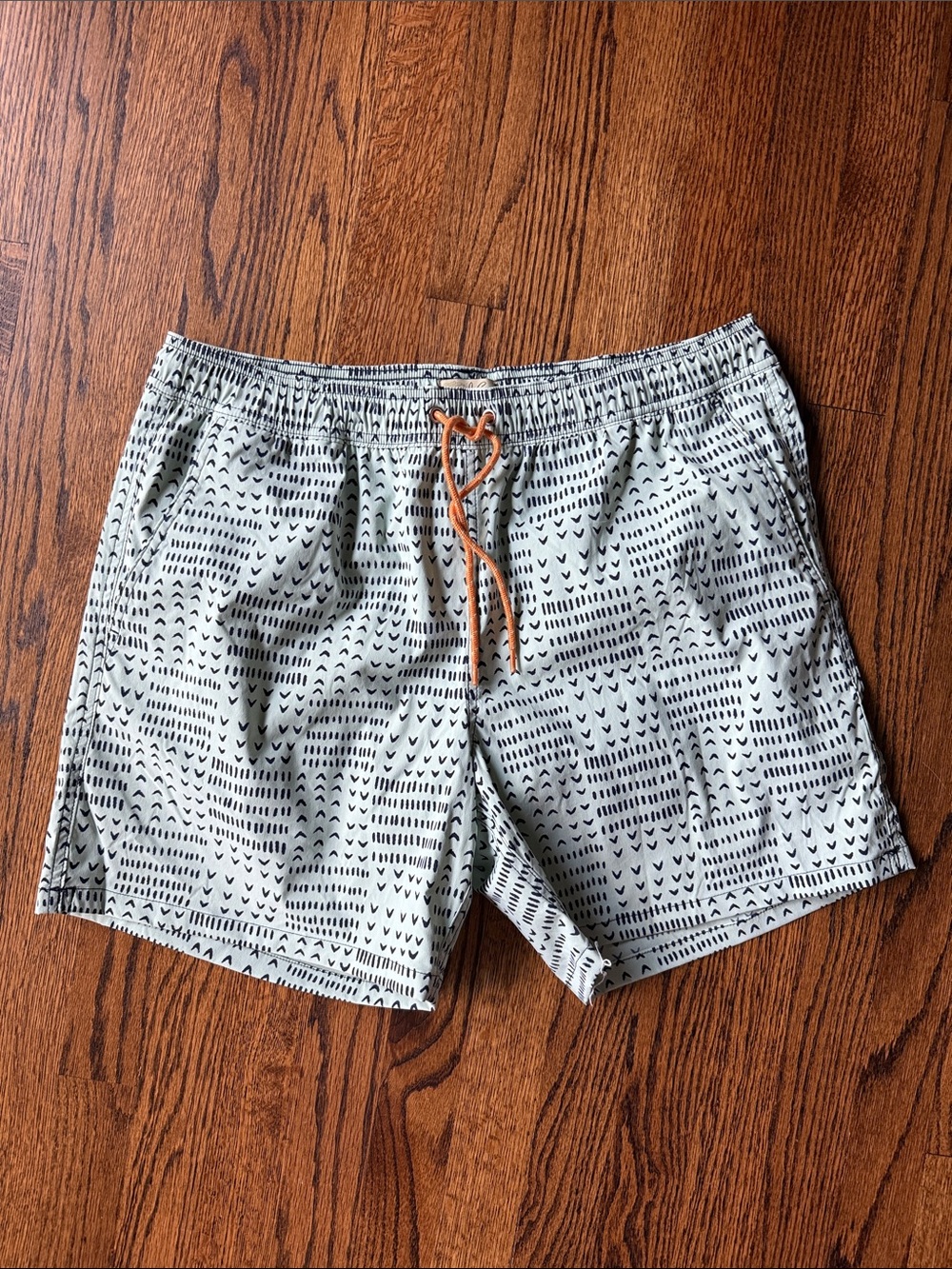 E J. Crew Men’s Large Blue Swim Trunks Orange Drawstring